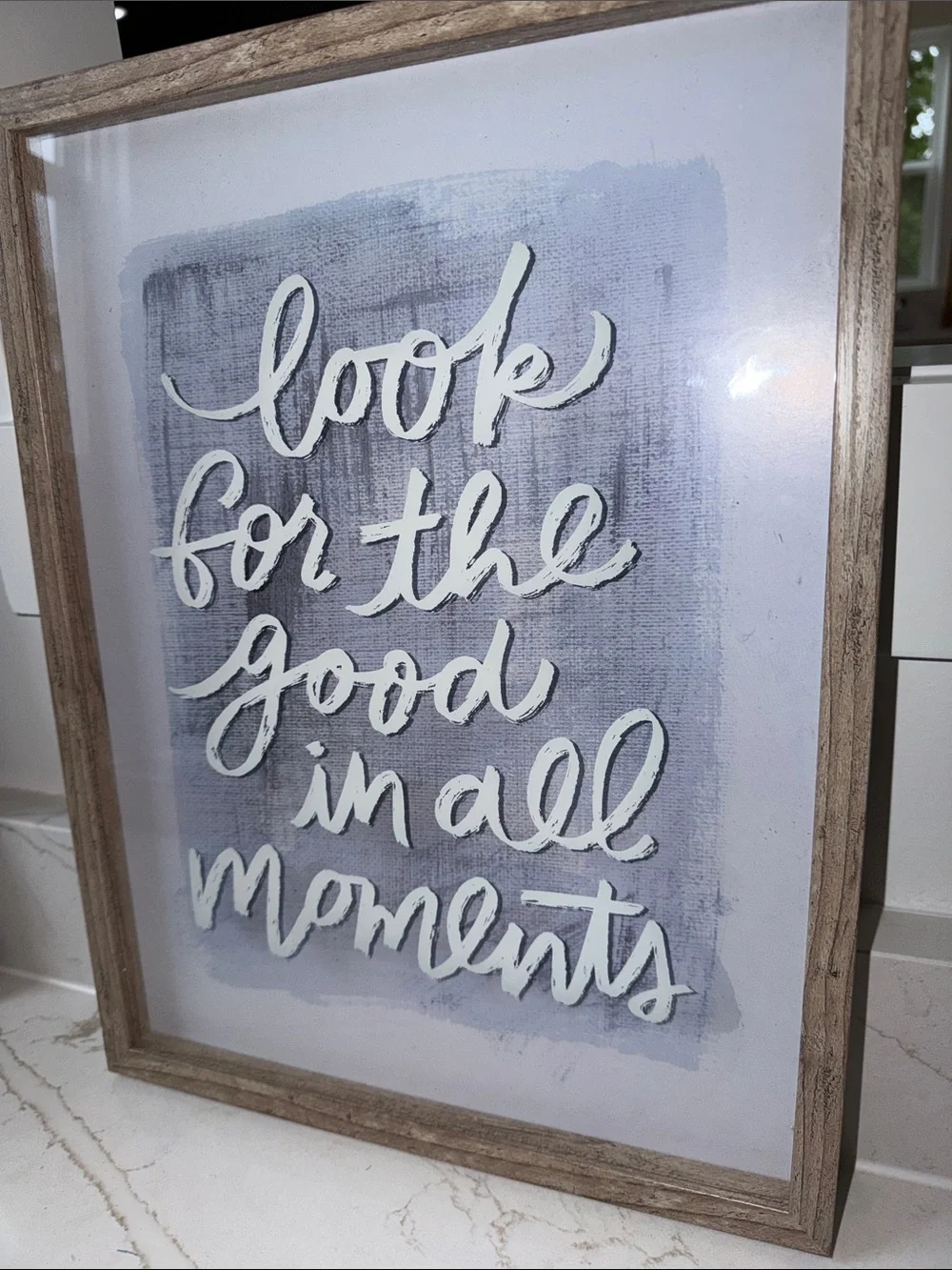 Look for the Good in All Moments Framed Wall Art - White & blue